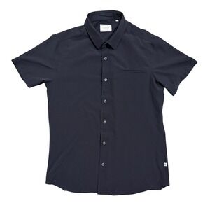 7Diamonds Grant Mens Dark Navy Blue Short Sleeve Woven Shirt 4 Way Stretch